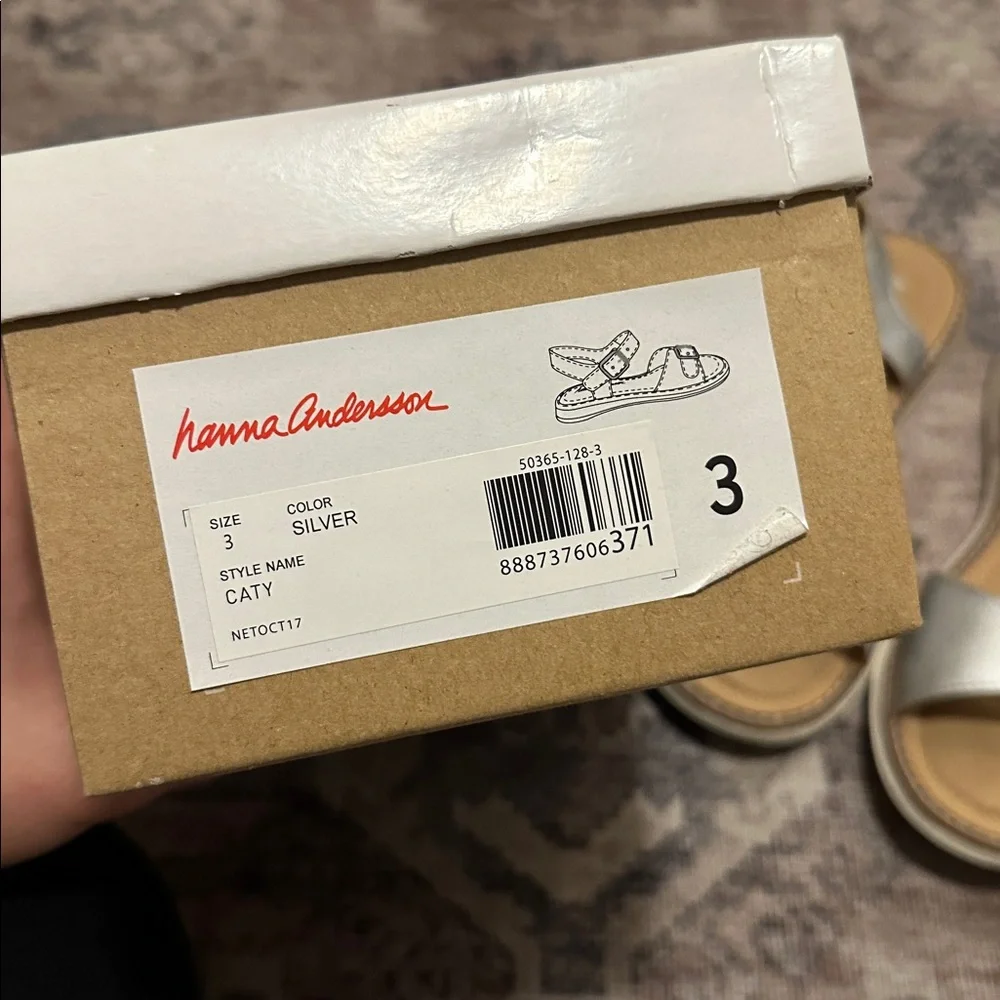 Hanna Andersson Silver Sandals sz 3 girls buckle